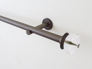 19mm dia. brushed bronze metal curtain pole set with acrylic ellipse finials