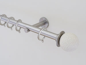 19mm diameter stainless steel curtain pole set with ceramic crackle finials