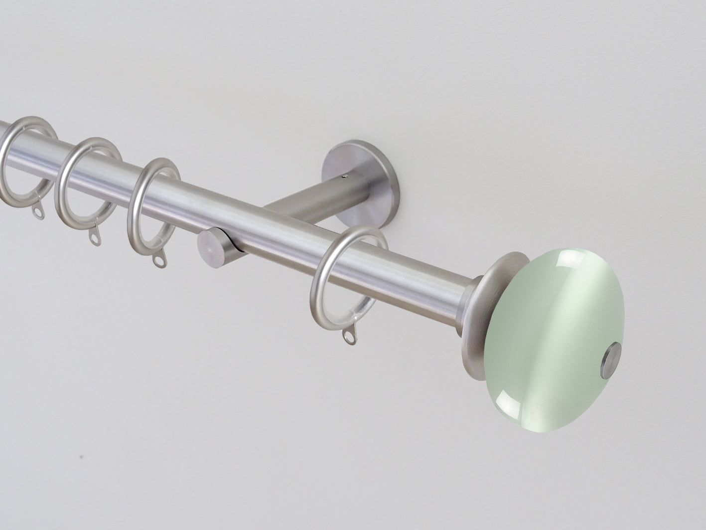 19mm stainless steel curtain pole set with glass moonstone finials