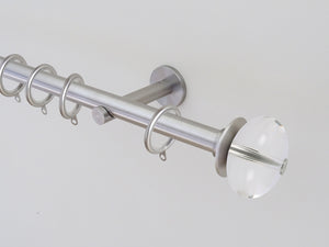 19mm diameter stainless steel metal curtain pole with elliptical acrylic finials