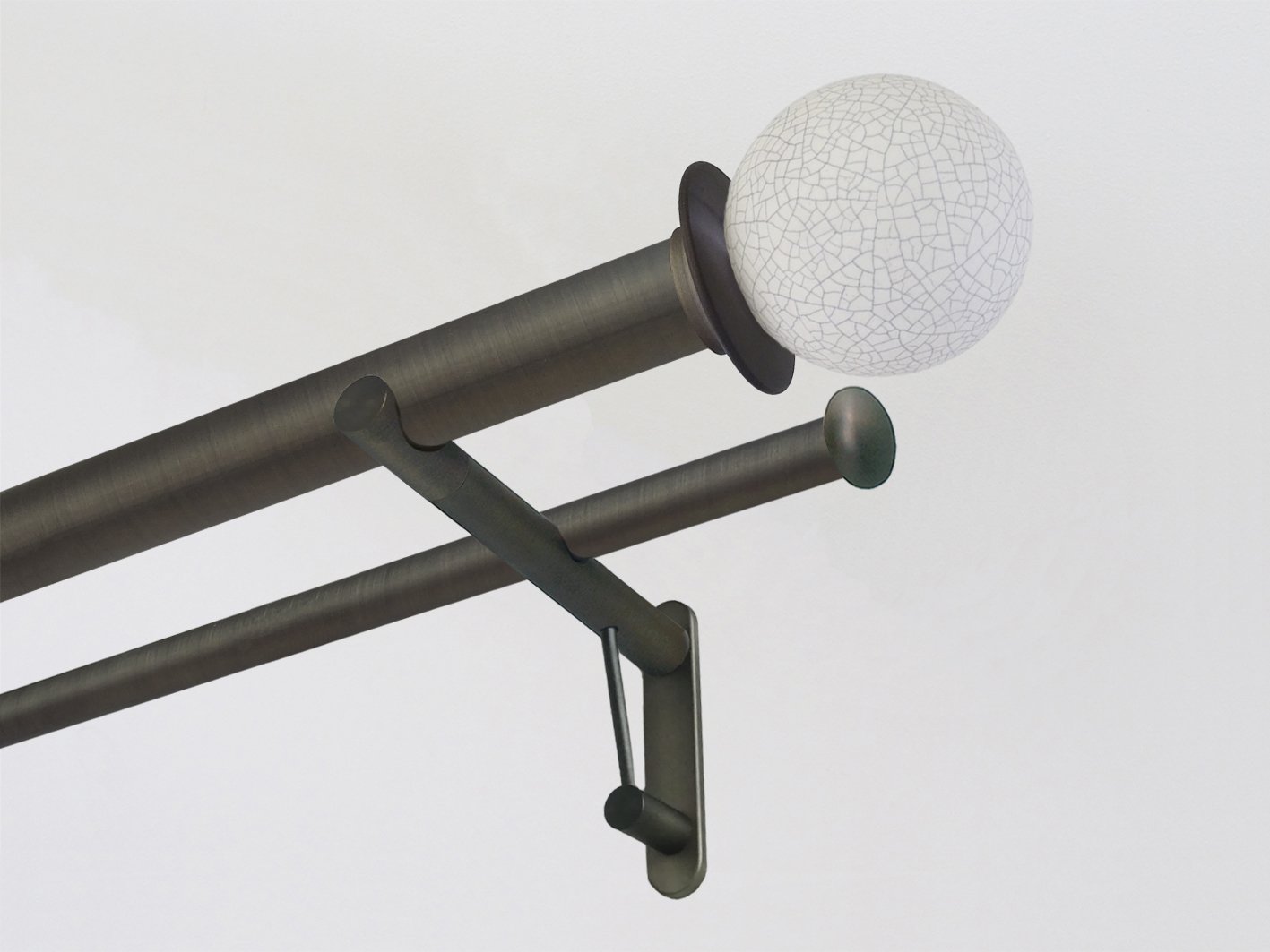 30mm brushed bronze double curtain pole collection with crackle finials, antique brass curtain pole, traditional, classic, modern