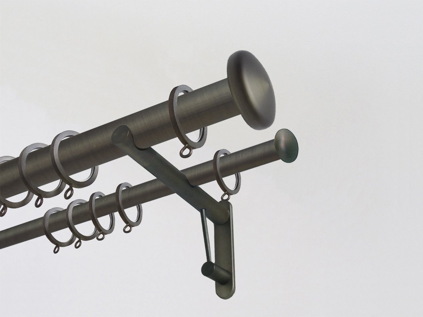 30mm brushed bronze double curtain pole collection with Elliptical finials, antique brass curtain pole, traditional, classic, modern