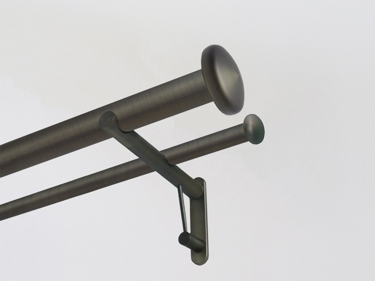 30mm brushed bronze double curtain pole collection with Elliptical finials, antique brass curtain pole, traditional, classic, modern