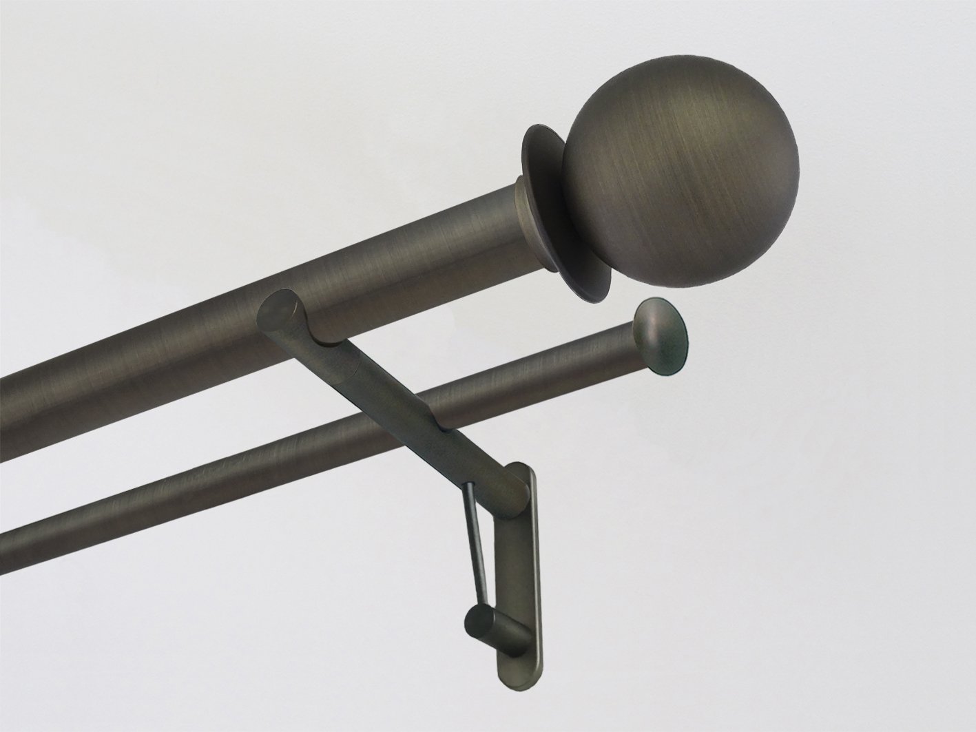 30mm brushed bronze double curtain pole duo system with bronze Ball finials, antique brass curtain pole, traditional, classic, modern