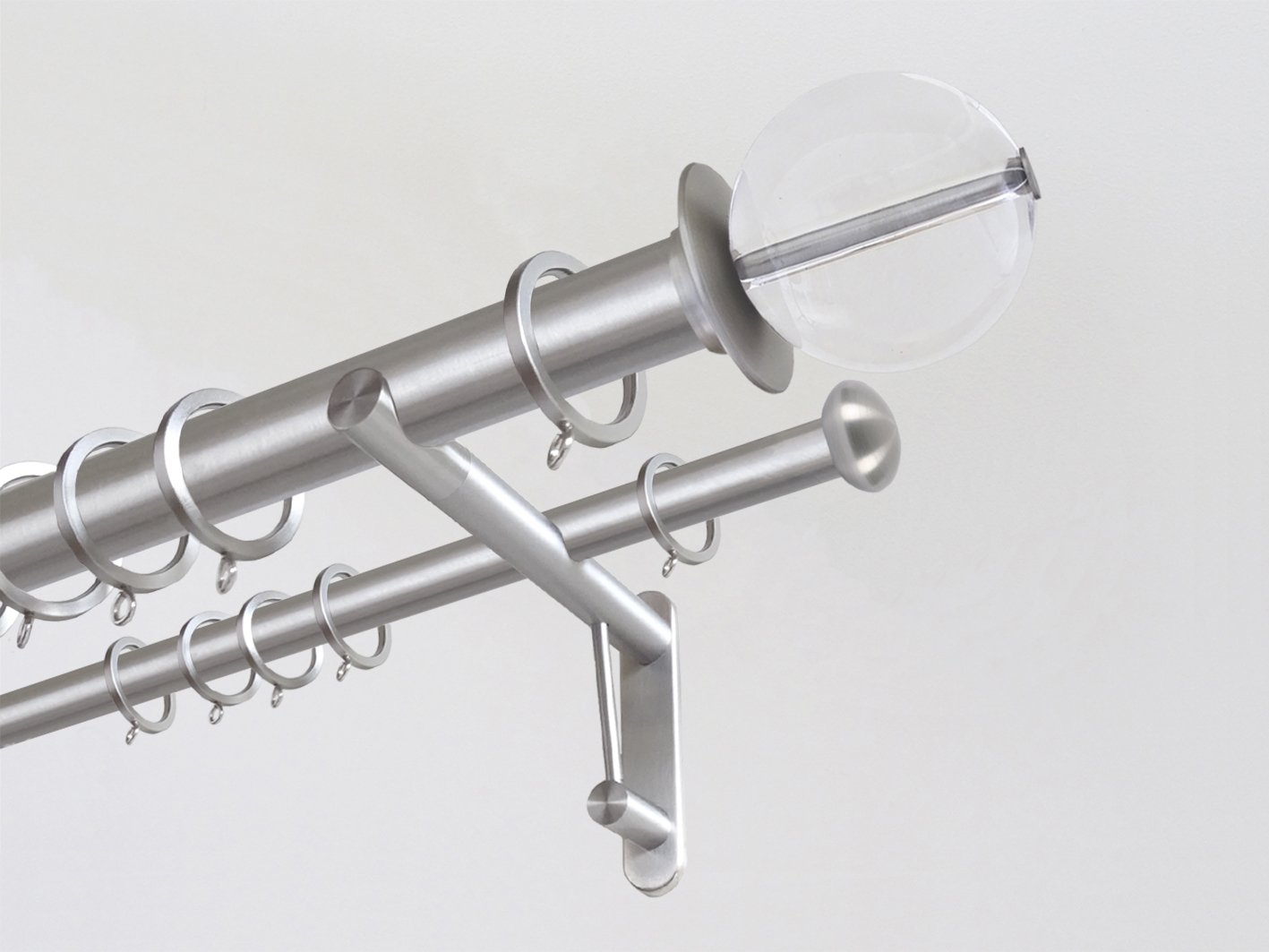 30mm diameter double stainless steel curtain pole set with acrylic ball finials