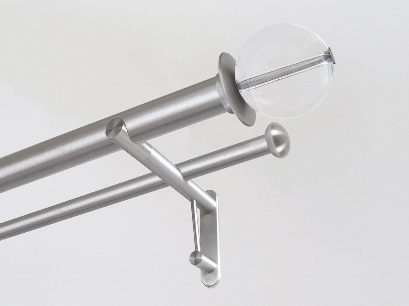 30mm diameter double stainless steel curtain pole set with acrylic ball finials