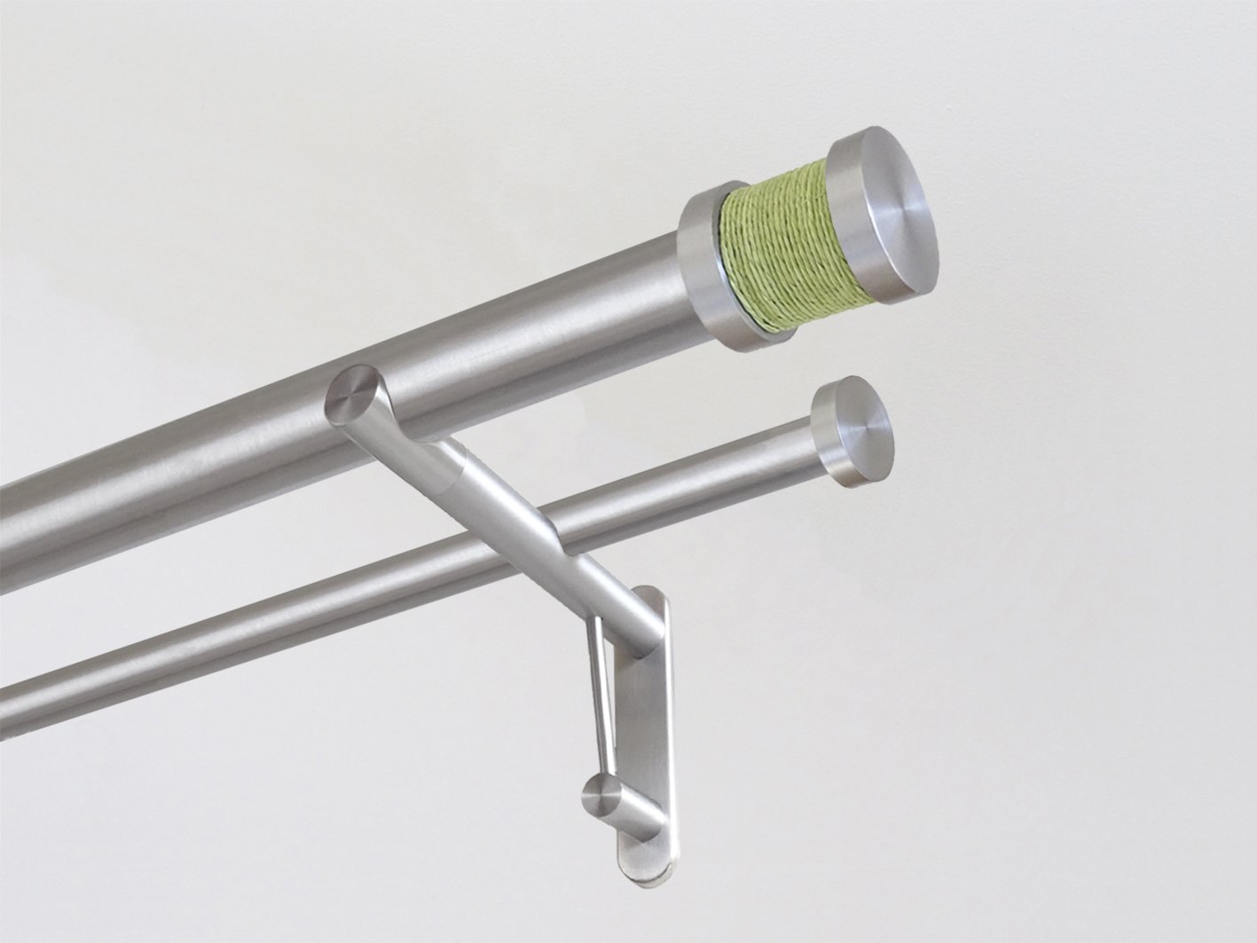 30mm diameter double stainless steel curtain pole with avocado groove finials