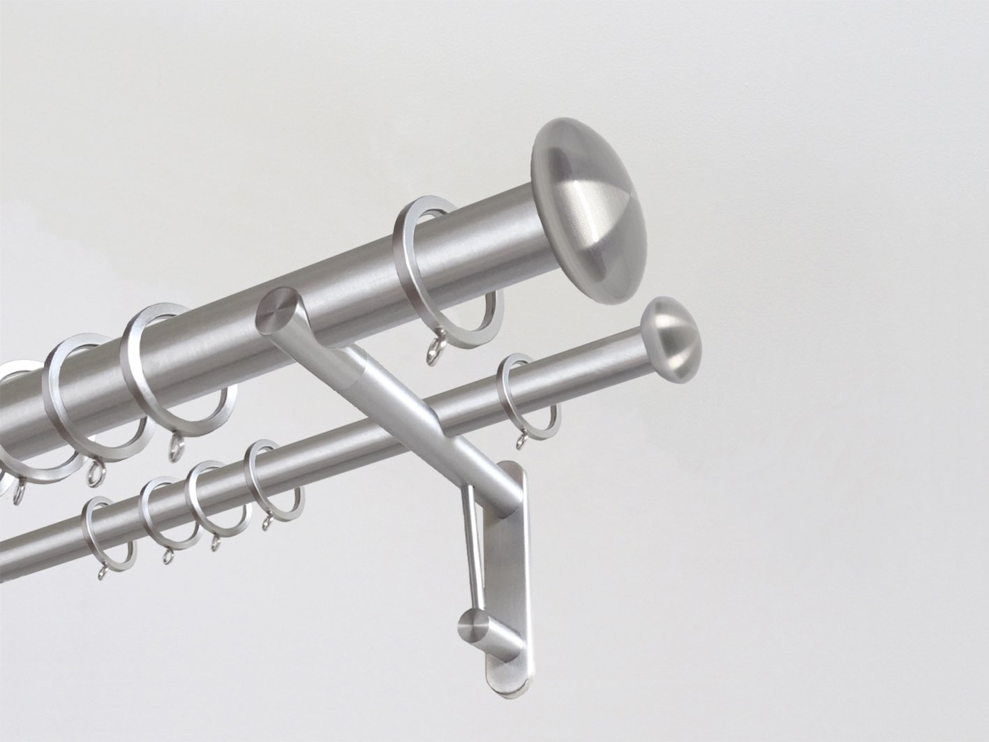 30mm diameter stainless steel double curtain pole set with elliptical finials