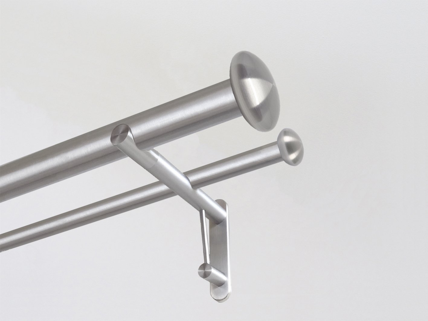 30mm diameter stainless steel double curtain pole set with elliptical finials