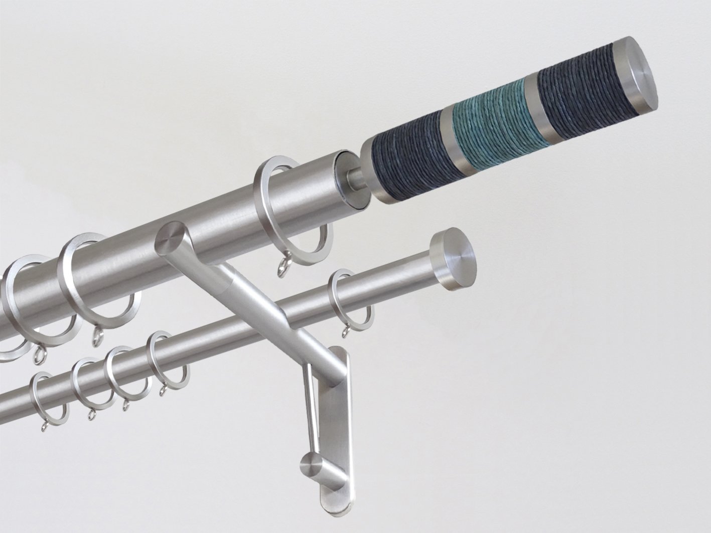 30mm diameter stainless steel double curtain pole system with jungle Combination finials