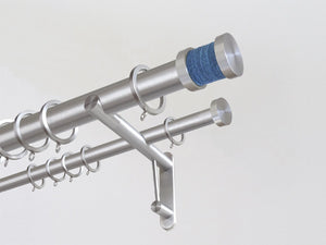 30mm diameter double stainless steel curtain pole with groove finials in lapis