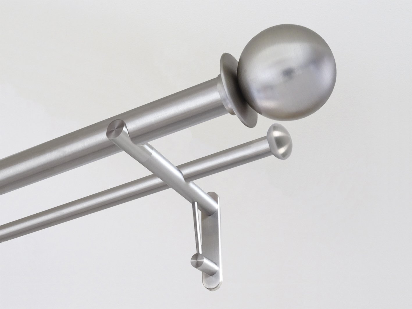 30mm stainless steel double curtain pole set with steel metal ball finials