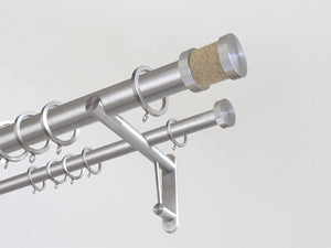 30mm diameter stainless steel double curtain pole system with Groove finials in "oat"