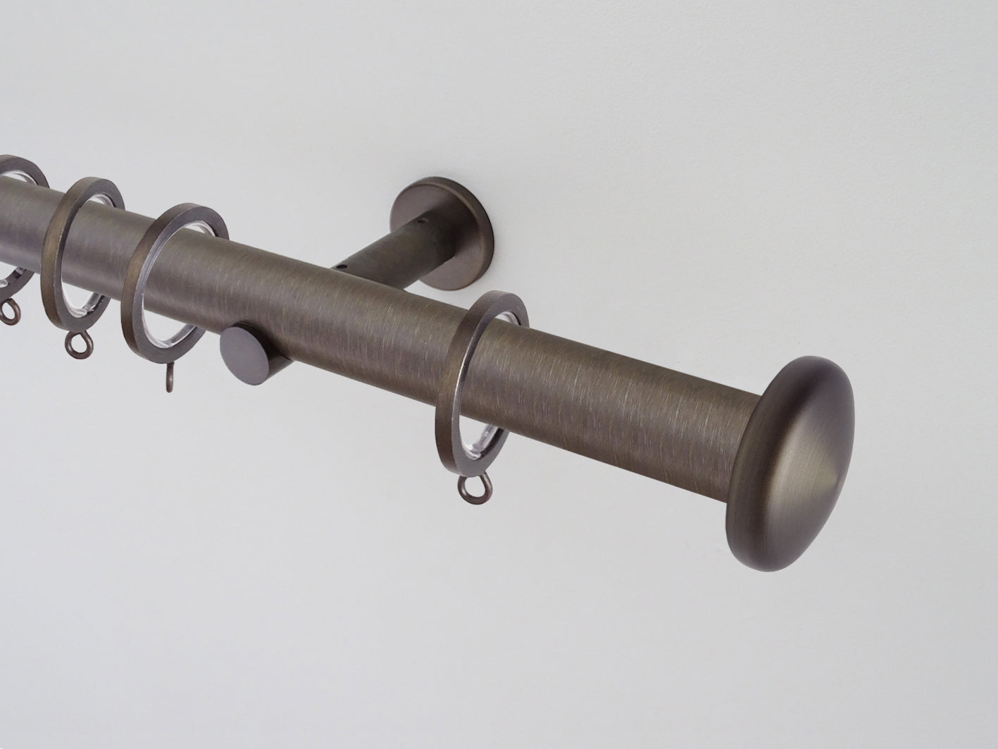 30mm diameter brushed bronze curtain pole collection with Elliptical finials, antique brass curtain pole, traditional, classic, modern