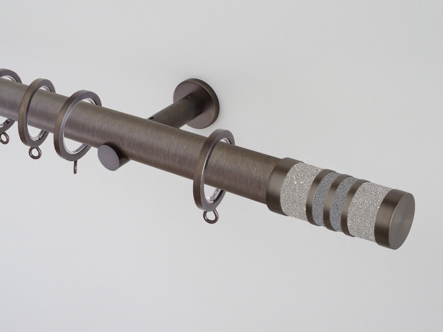 30mm antique brass pole set with bobbin finials | Walcot House