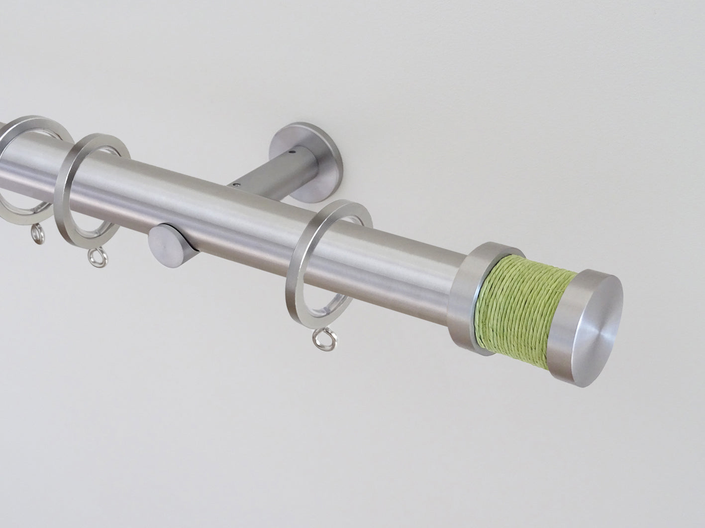 30mm diameter stainless steel curtain pole with coloured groove finials