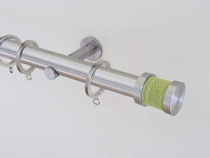 30mm diameter stainless steel curtain pole with coloured groove finials