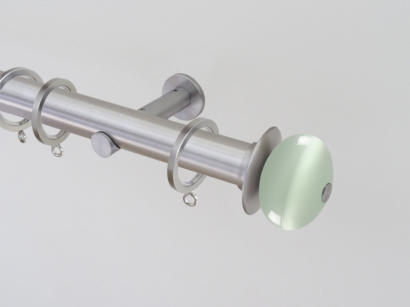 30mm diameter stainless steel curtain pole collection with coloured glass moonstone finials