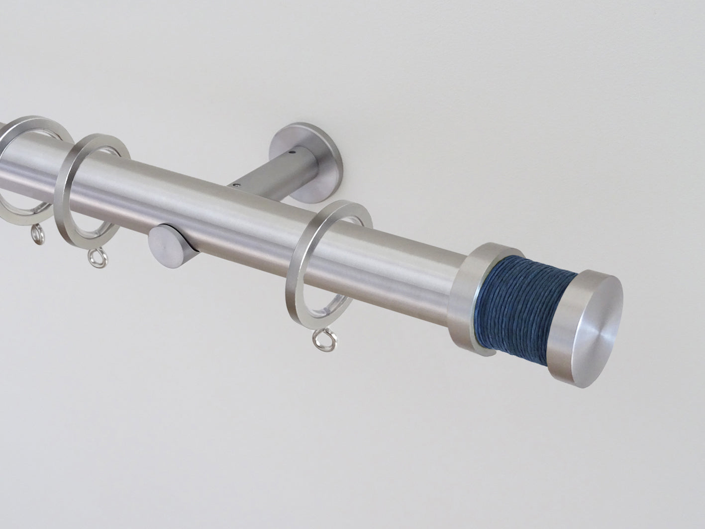 30mm diameter stainless steel curtain pole collection with coloured Groove finials
