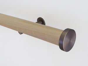 Cotswold oak stained wooden tracked curtain pole  by Walcot House