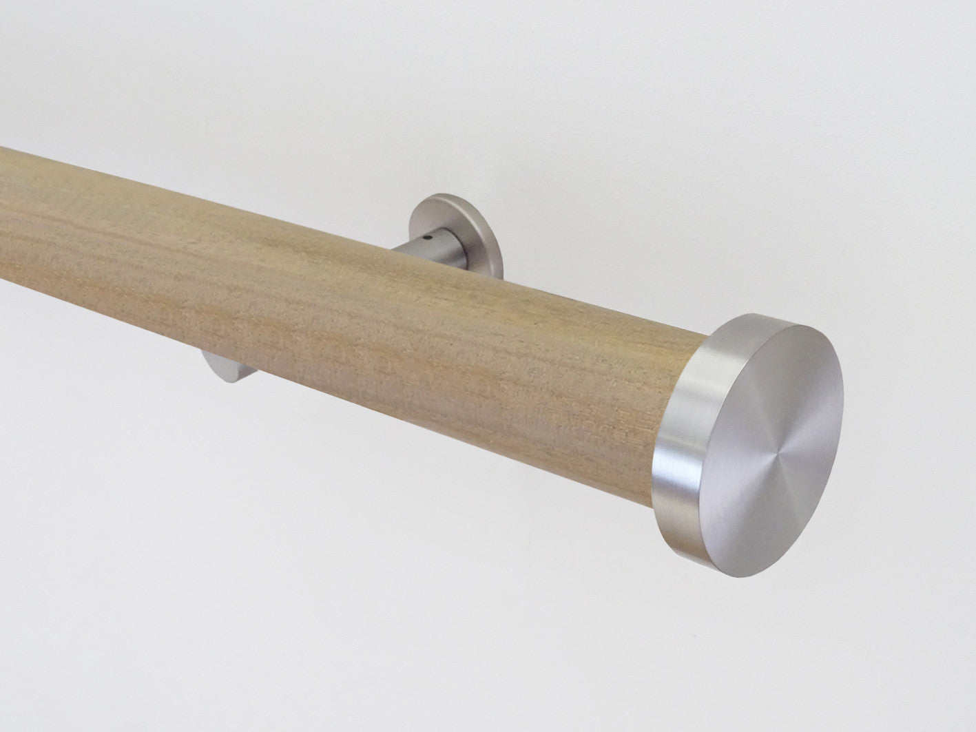 Cotswold oak stained wooden tracked curtain pole by Walcot House