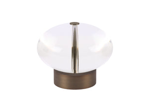 Acryllic ellipse finial in brushed bronze curtain pole end