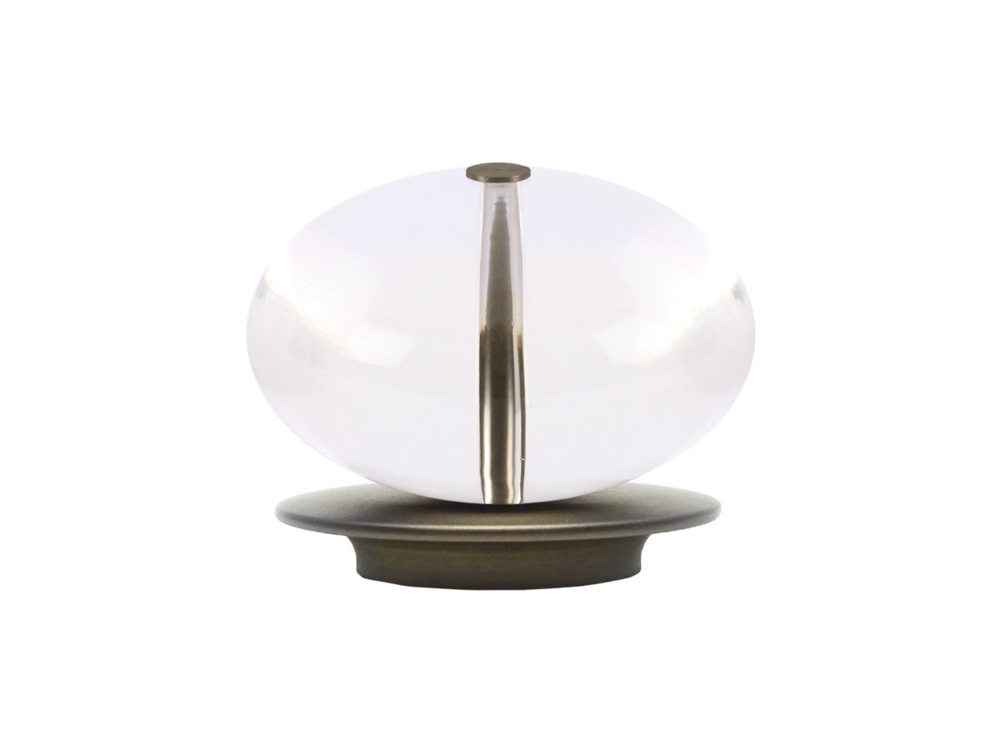 Acrylic ellipse finial in brushed bronze curtain pole end