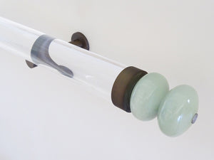 Glass double moonstone finial with brushed bronze collar for 50mm dia. curtain poles