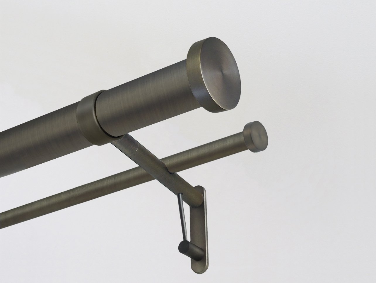 Walcot House| 50mm Brushed Bronze double curtain pole set with mini disc finials
