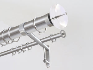50mm diameter stainless steel double metal curtain pole with acrylic ellipse finials