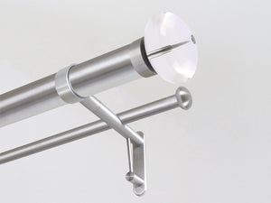 50mm diameter stainless steel double metal curtain pole with acrylic ellipse finials