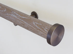 Real solid tawny oak curtain pole in 50mm diameter with track, hand finished in the UK | Walcot House