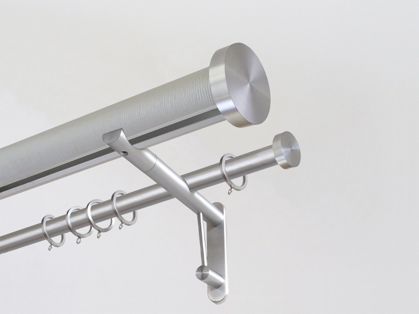 50mm diameter wrapped and tracked strata marcasite double pole with steel mini disc finials