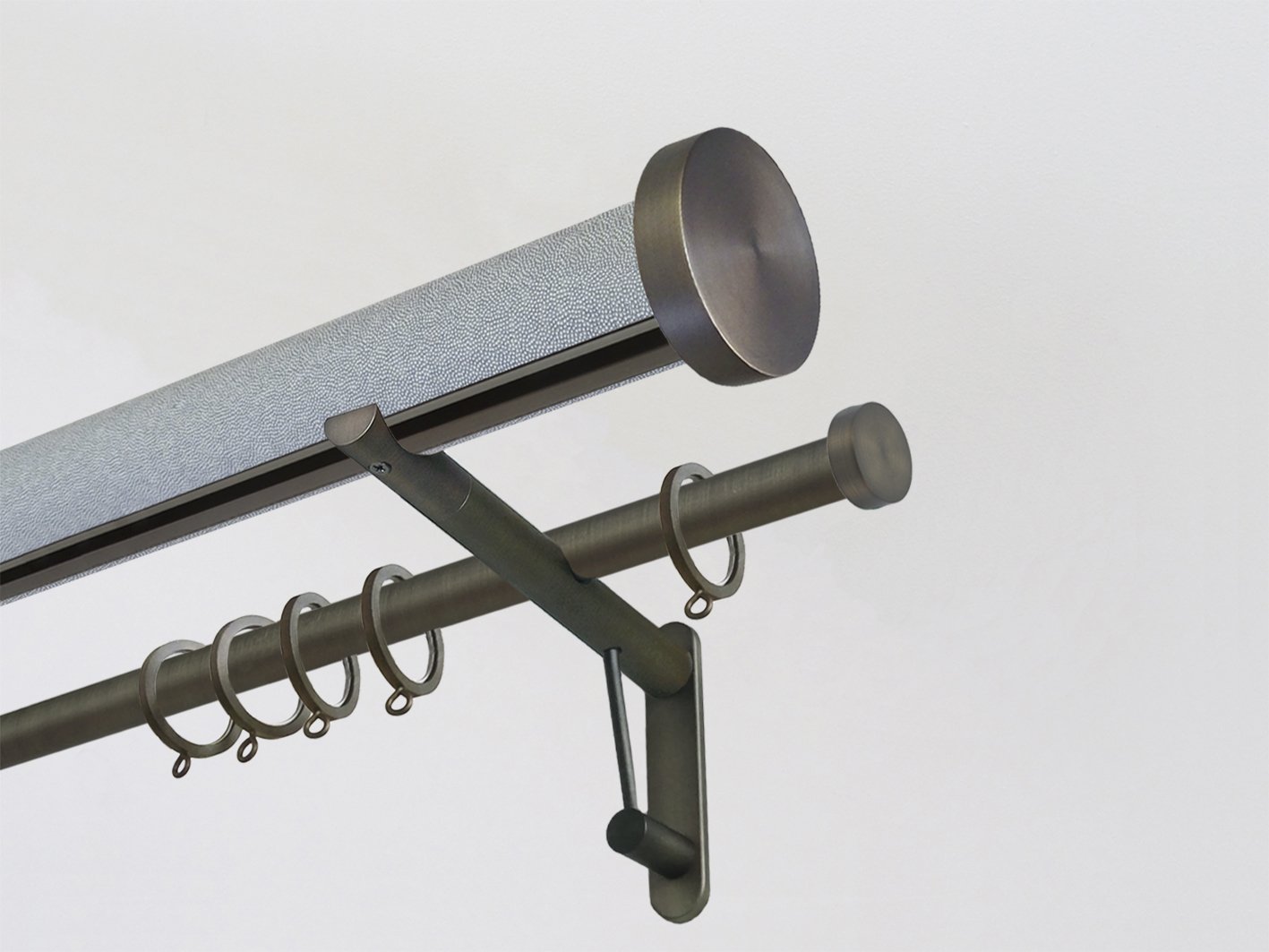 50mm dia. wrapped and tracked moonlight double curtain pole set with mini disc finials