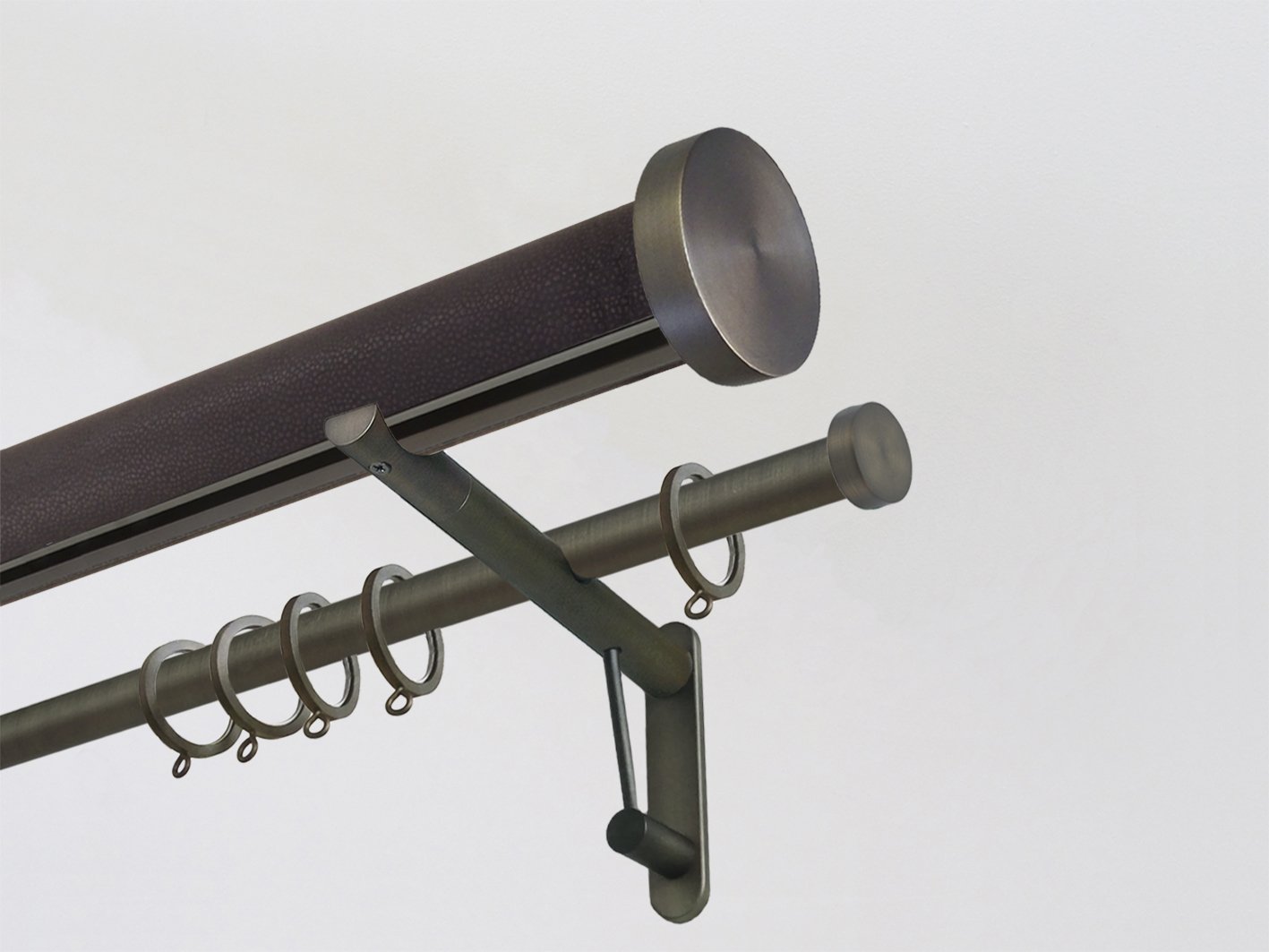 wrapped & tracked double curtain pole set in mineral "tennessee" by Walcot House