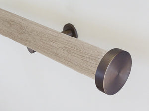 Real solid unfinished oak curtain pole in 50mm diameter, hand finished in the UK | Walcot House
