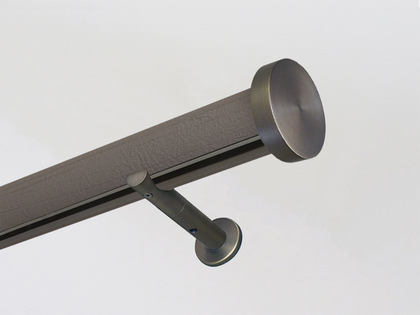 Bark brown wrapped & tracked curtain pole 50mm diameter | Walcot House