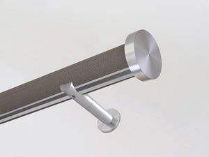 Bark brown wrapped & tracked curtain pole 50mm diameter | Walcot House