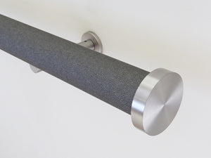 shagreen textured black pepper tracked curtain pole by Walcot House