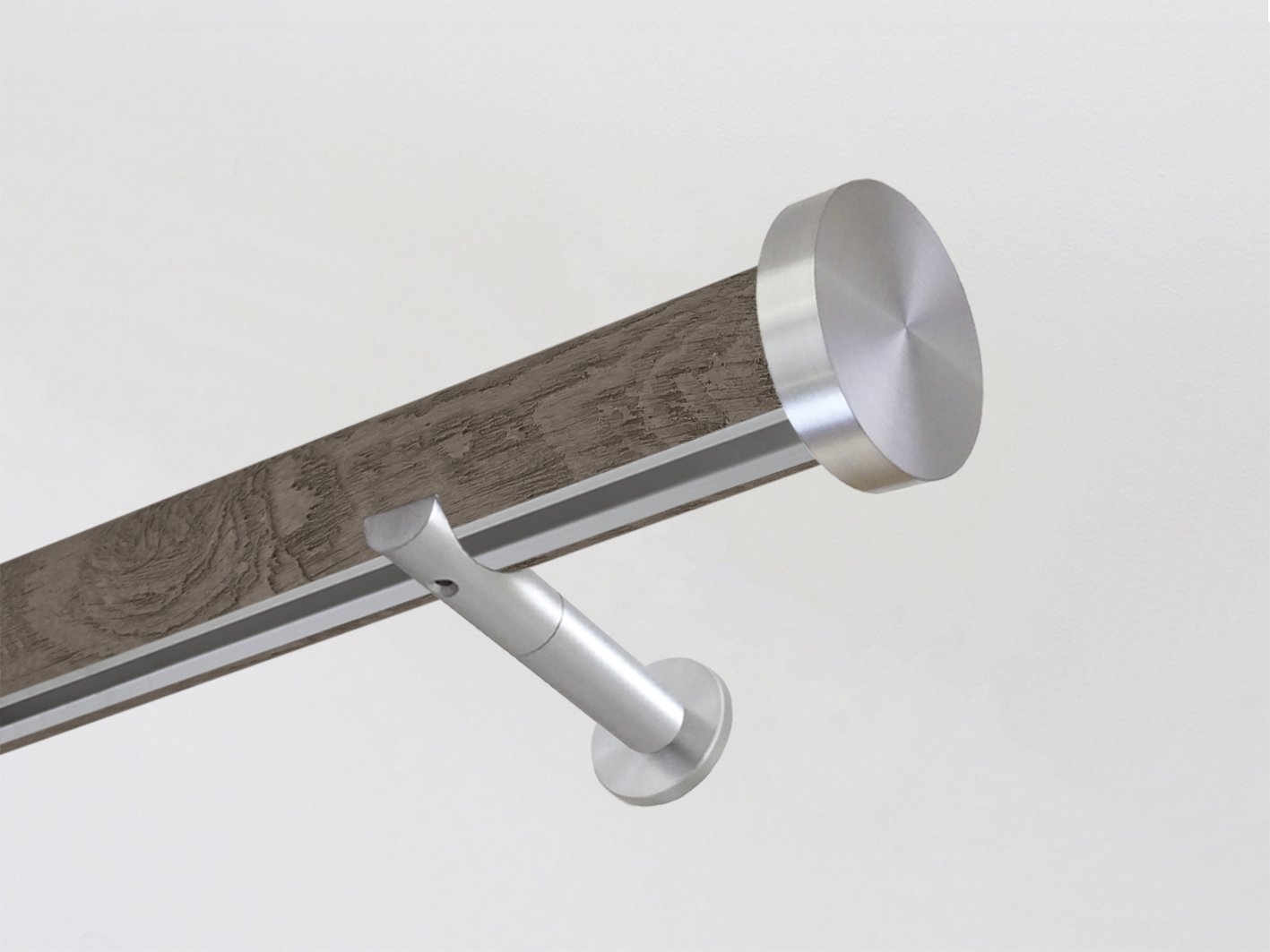 Brazil nut brown wrapped & tracked curtain pole 50mm diameter | Walcot House