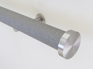 shagreen textured wrapped and tracked dusk curtain pole by Walcot House