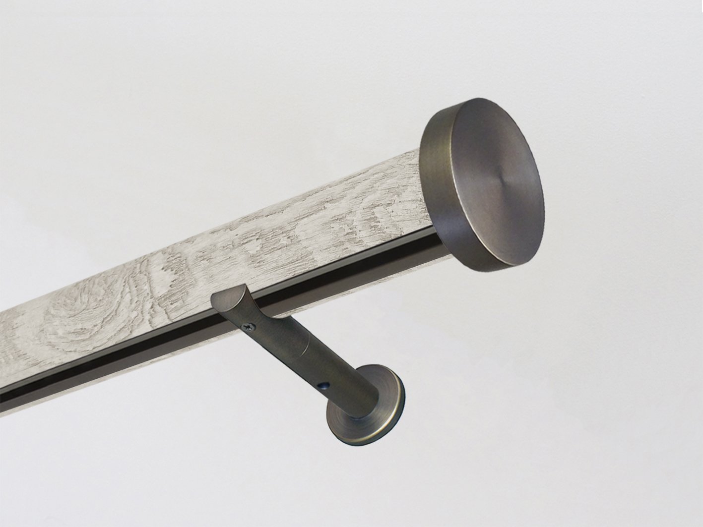 Ground almond cream wrapped & tracked curtain pole 50mm diameter | Walcot House