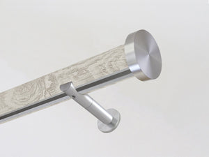 Ground almond cream wrapped & tracked curtain pole 50mm diameter | Walcot House