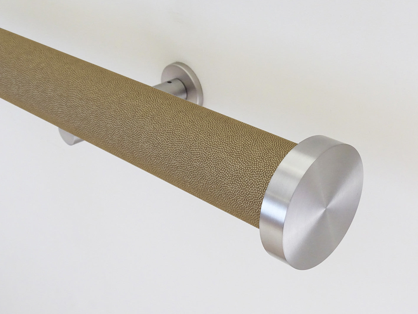 shagreen textured honeycomb tracked antique gold curtain pole by Walcot House
