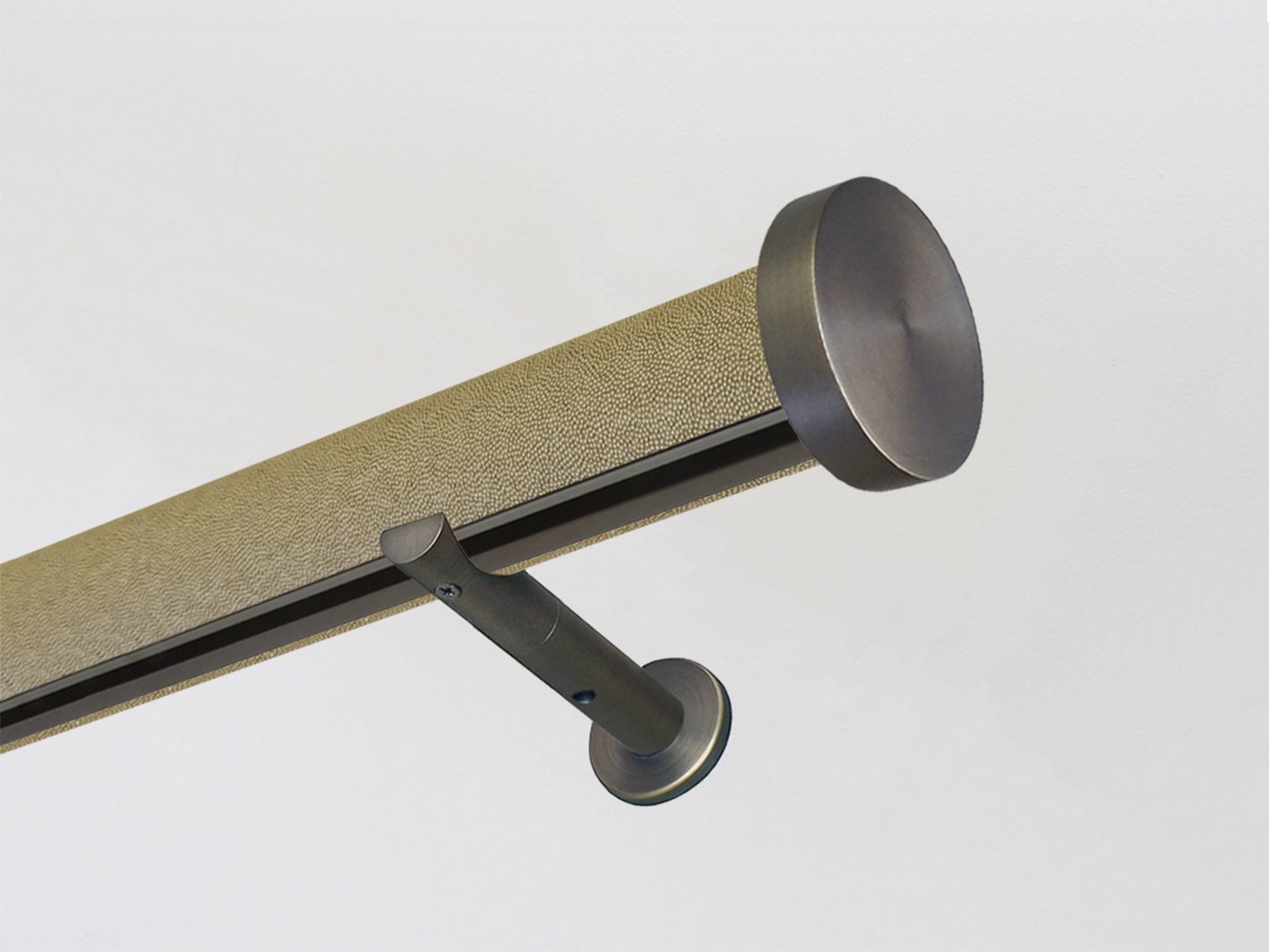 honeycomb gold wrapped & tracked curtain pole 50mm diameter | Walcot House