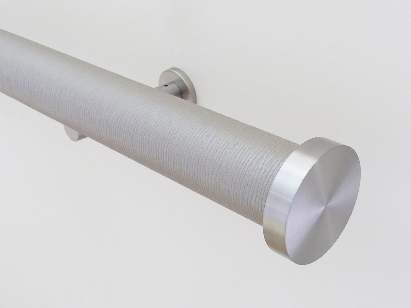 wrapped and tracked curtain pole in marcasite by Walcot House