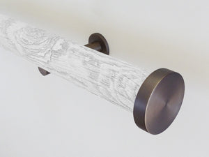 wrapped and tracked curtain pole in driftwood textured nordic white by Walcot House