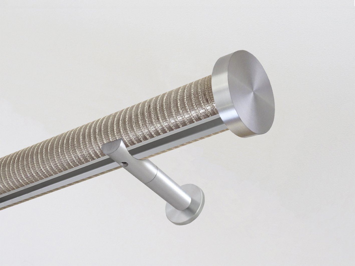Pale gold wrapped & tracked curtain pole 50mm diameter | Walcot House