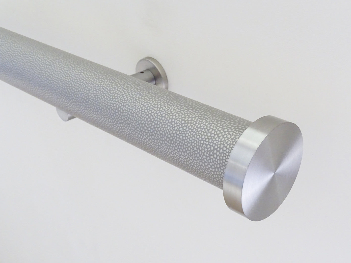 wrapped and tracked curtain pole in pebble by Walcot House