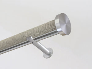 Striped "Shale" 50mm tracked curtain pole silver track by Walcot House